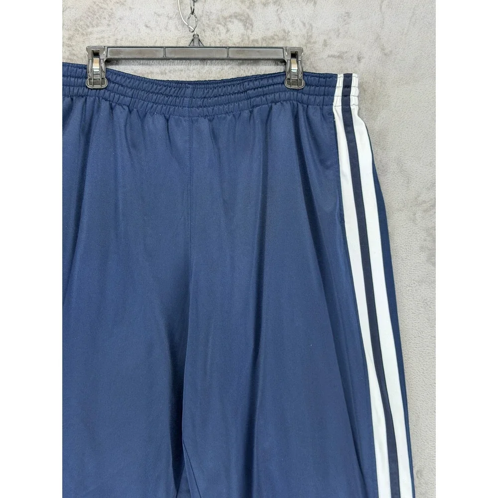 Nike Mens Navy Blue‎ White Striped Track Pants Large 133696 Zip Ankle Athletic